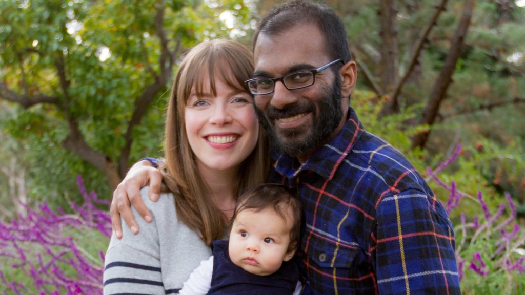 Dr. Lucy Kalanithi and Dr. Paul Kalanithi with their daughter, Elizabeth Acadia.