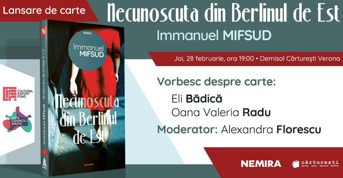 „Necunoscuta din Berlinul de Est”, de Immanuel Mifsud – lansată la Cărturești Verona