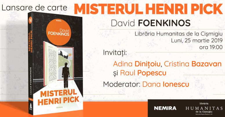 Misterul Henri Pick, de David Foenkinos se lansează luni, 25 martie