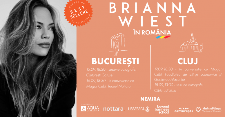 Brianna Wiest, autoarea bestsellerului „Tu ești muntele”, ajunge în luna septembrie pentru prima oară în România